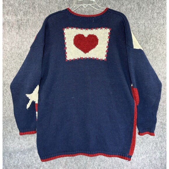 Marsh Landing Cardigan Size Medium Red Blue White USA Bear Stars Stripes Sweater - Picture 6 of 11
